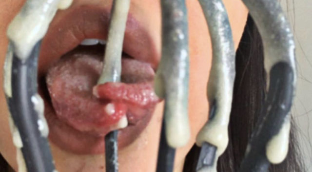 Lulu Lotus split tongue licking whisk