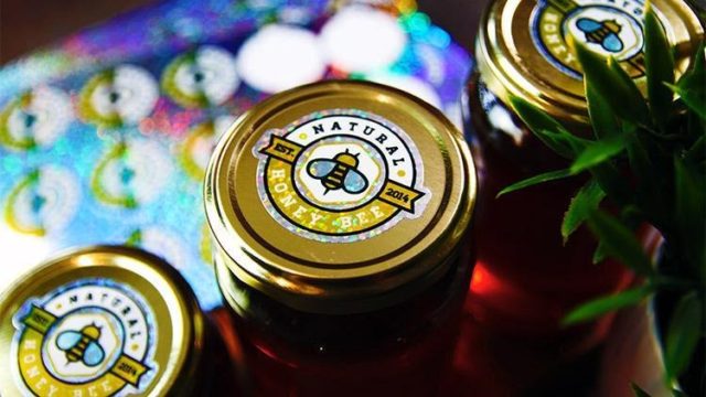 Glitter honey jar labels