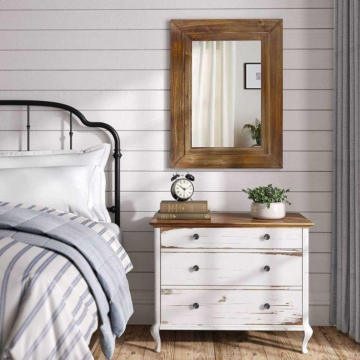 Brown Wooden Frame Design Wall Mirror