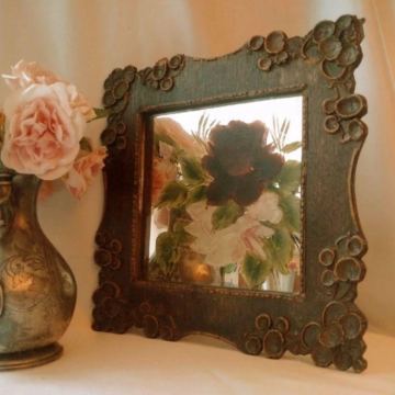 Diagonal Wall Mirror with Light Wood Frame