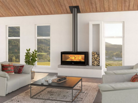 freestanding indoor wood fireplace